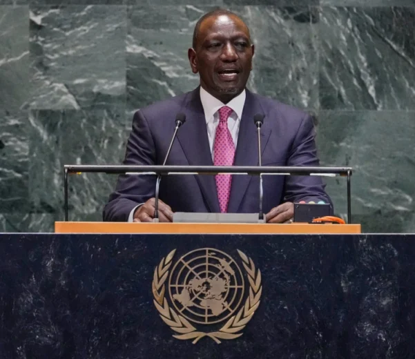 Kenya President William Ruto addresses the 80th session of the United Nations General Assembly, on Sept. 24, 2025. (AP Photo/Richard Drew, File)