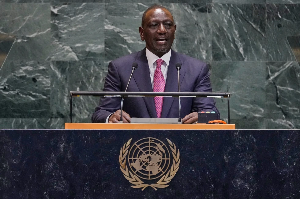 Kenya President William Ruto addresses the 80th session of the United Nations General Assembly, on Sept. 24, 2025. (AP Photo/Richard Drew, File)