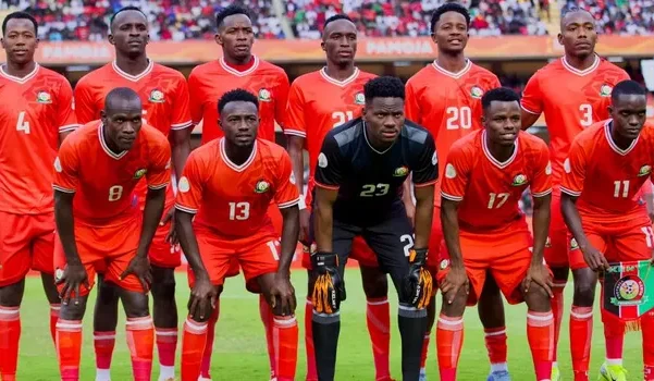 Harambee Stars players pose for a picture ahead of their game against Madagascar at Moi Stadium, Kasarani on August 22, 2025. Photo Harambee Stars